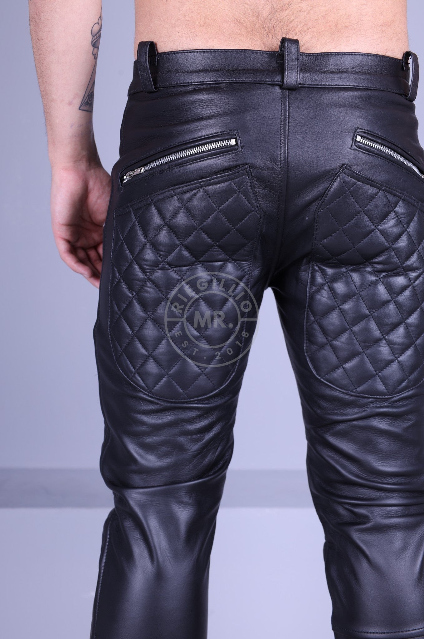 Padded Leather Pants - White Piping by MR. Riegillio