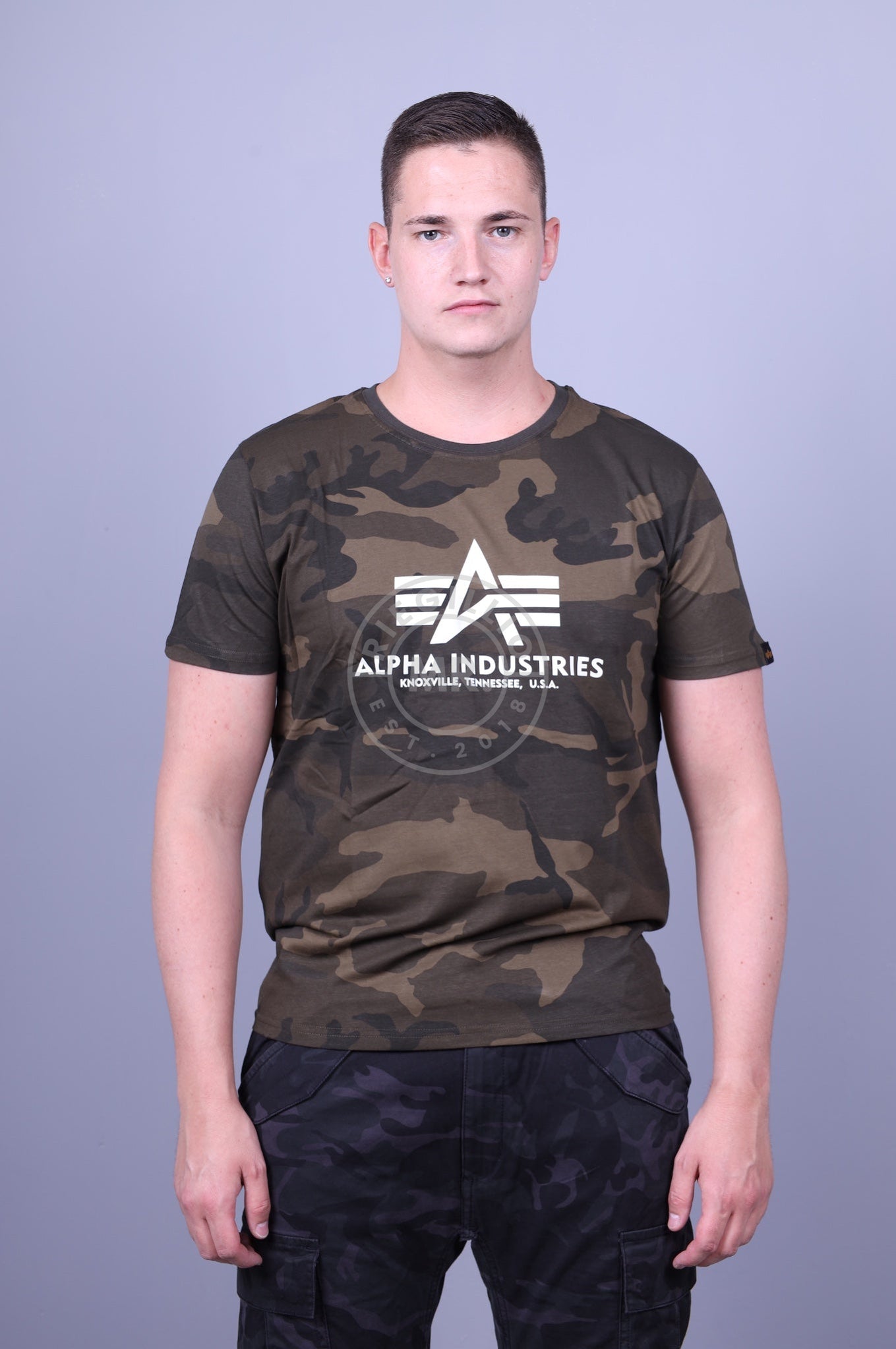 Alpha Industries Basic T-Shirt Camo at Black MR. Riegillio