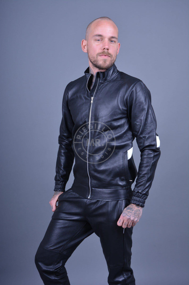 Black Leather Tracksuit Jacket by MR. Riegillio