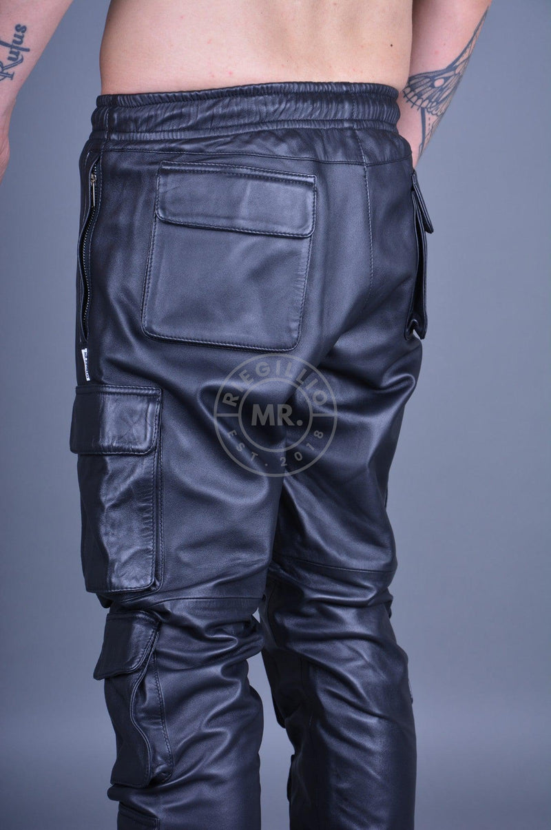 Black Leather Utility Pants by MR. Riegillio