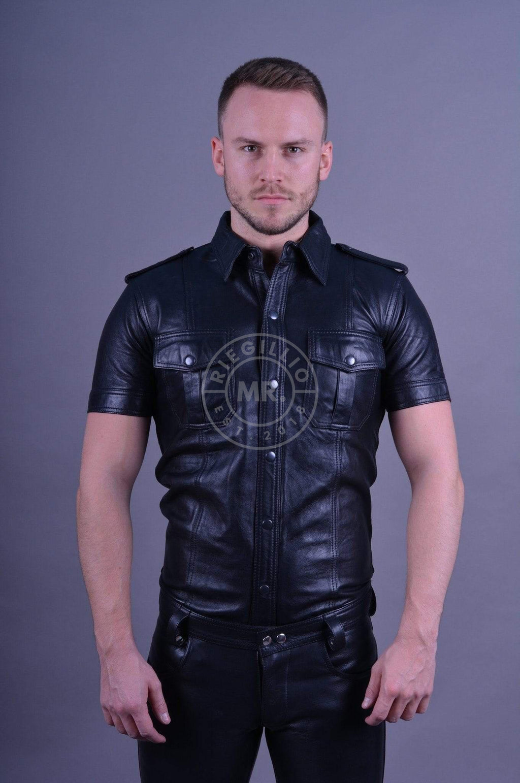 Black Leather Shirt by MR. Riegillio