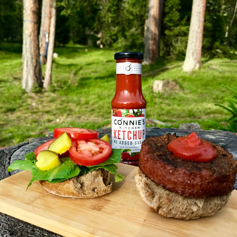 Connies Kitchen Ketchup and Beyond Meat Burger