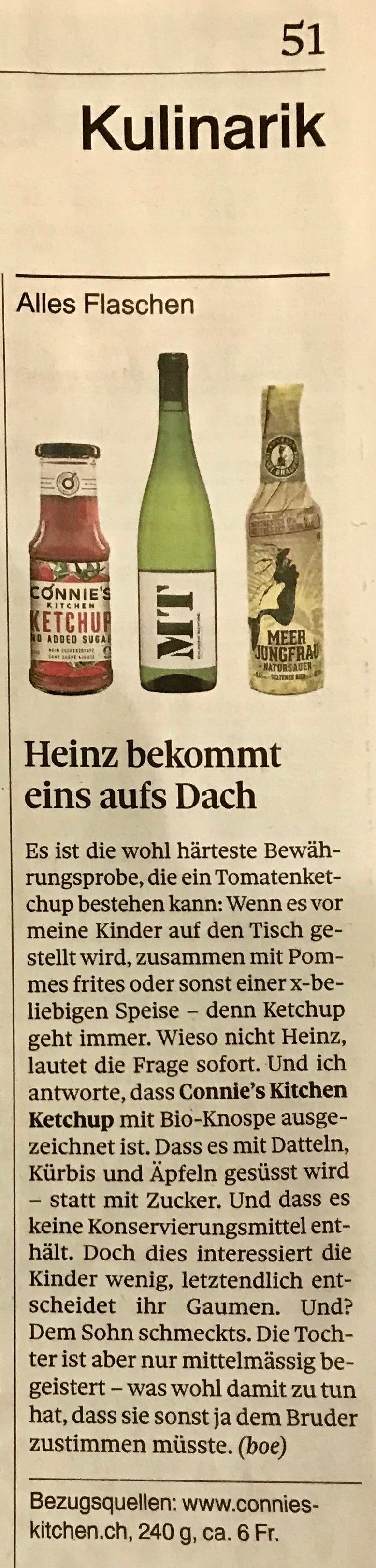 Tages Anzeiger Newspaper - Ketchup No Added Sugar