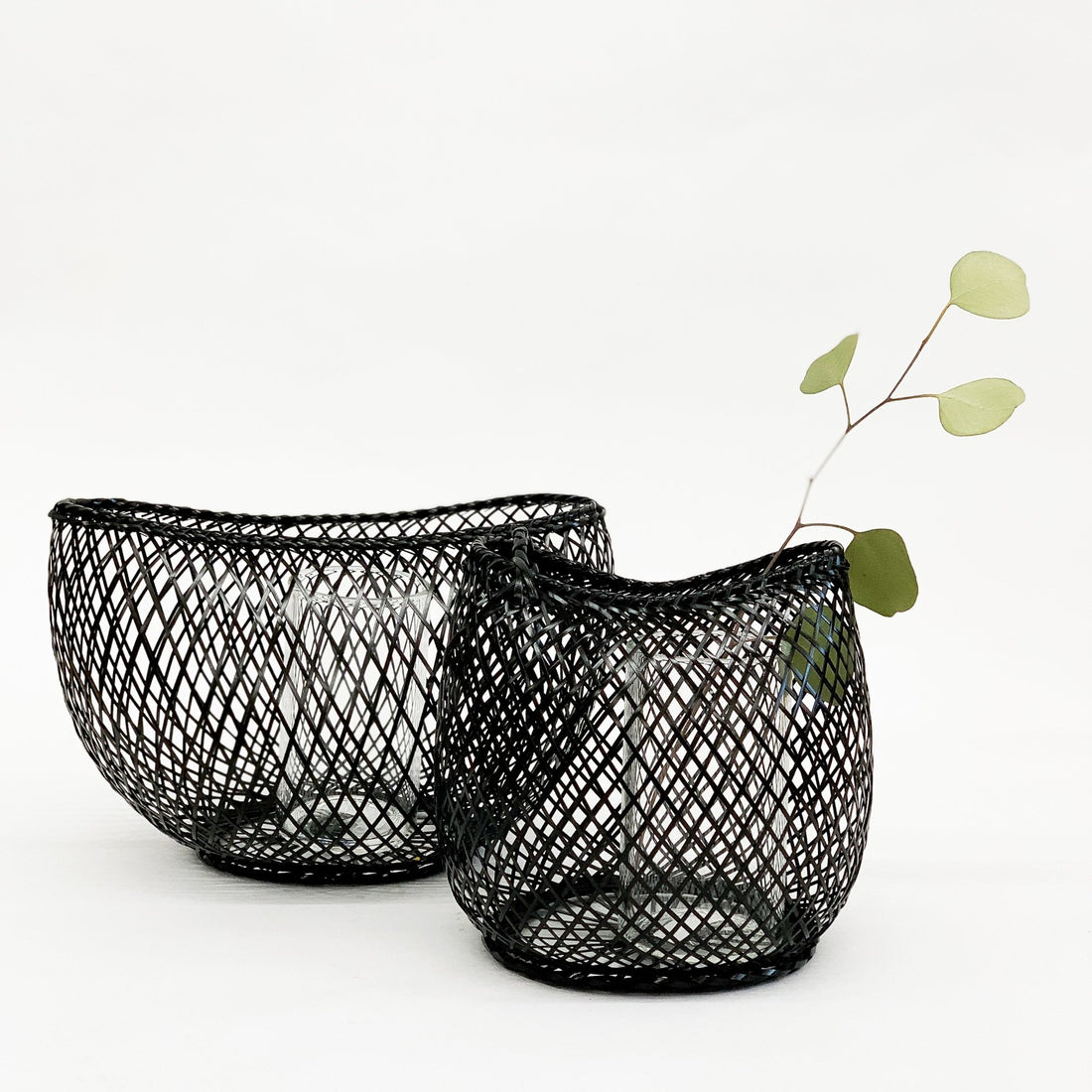 Kosuga Flower Basket Black - tortoise general store, hand woven bamboo flower basket