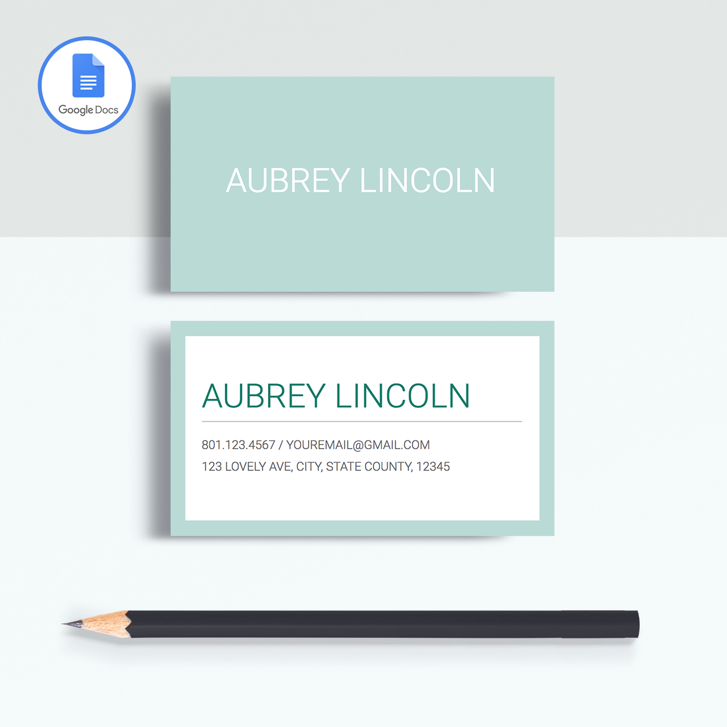 Professional Business Cards Template for Google Docs Aubrey Lincoln