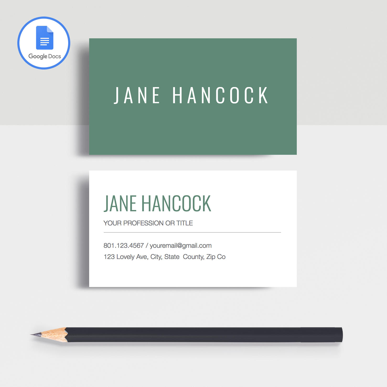 Jane Hancock  Google Docs Professional Business Cards Template Intended For Business Card Template For Google Docs