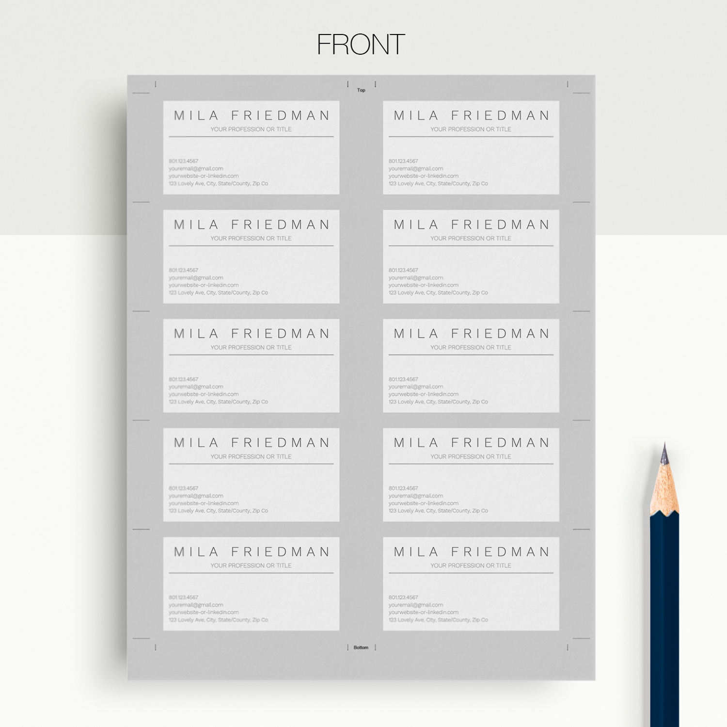 Google Docs Business Card Template: Mila Friedman by MioDocs