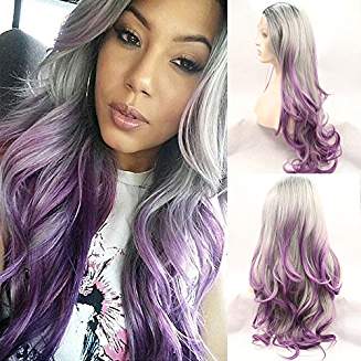 Ombre Gray Purple Lacefront Wig Gorgeous