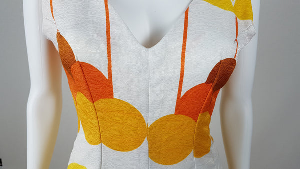 Vintage 1960's | Funky White, Orange & Yellow Print Palazzo Jumpsuit