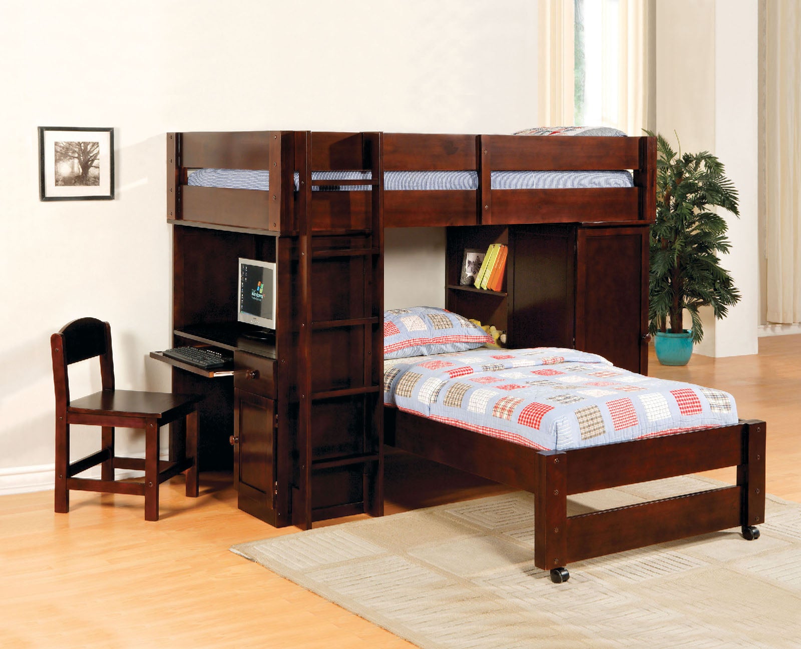 Cm Bk529exp Twin Loft Bed With Built In Desk Chair La