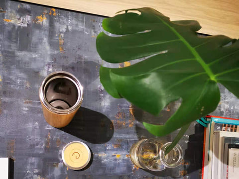 Bamboo Water Bottle over Table Top