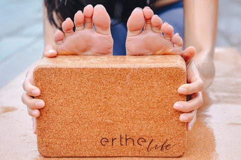 Erthe Life's Cork Yoga Mat and Cork Yoga Block with Janet