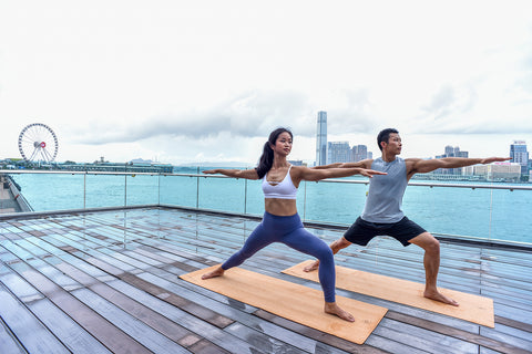 Erthe Life Cork Yoga Mat Yoga Pose in Tamar Park Hong Kong