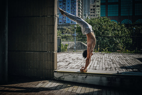 Practicing Handstand with Erthe Life Handstand Blocks in Sheung Wan Hong Kong