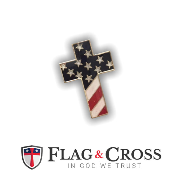 Usa Cross With Flag Enamel Lapel Pin Flag And Cross