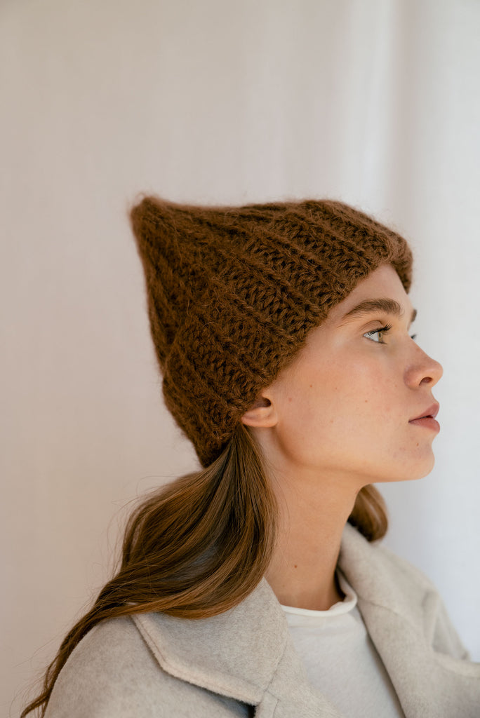 Brushed Mohair Beanie in Cardamom Seed x Moss – Plexida Knitwear