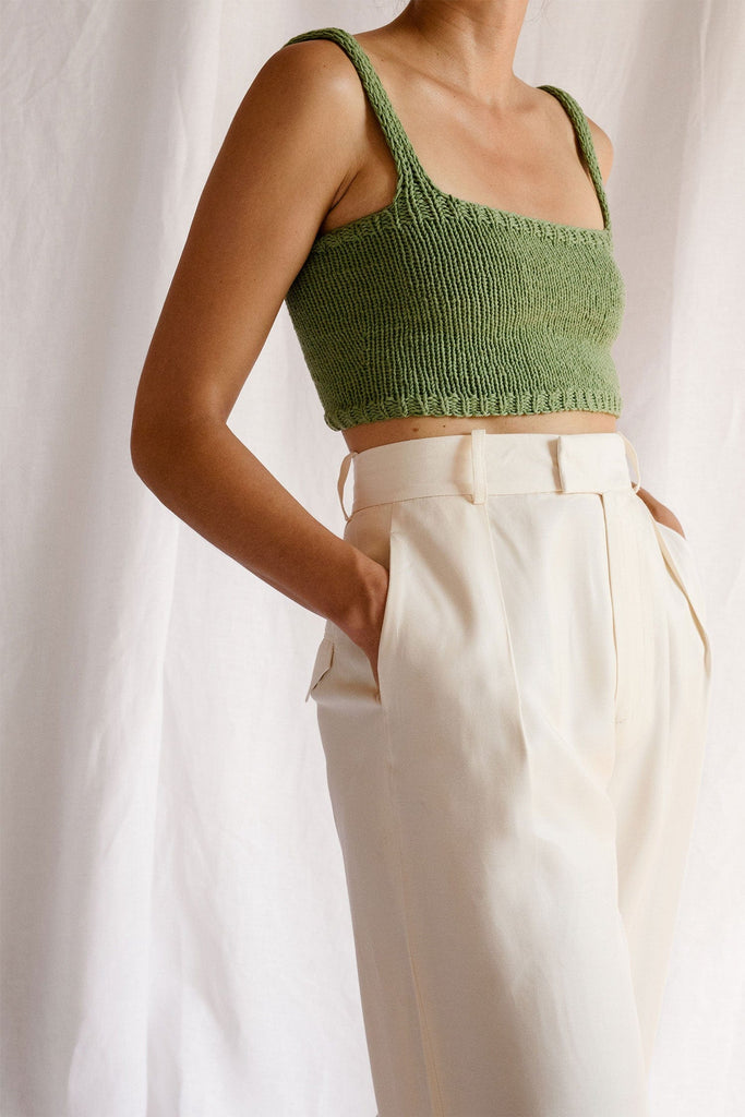 Square Neck Crop Top in Light Wheat – Plexida Knitwear