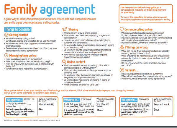 Family rules to reduce screen time