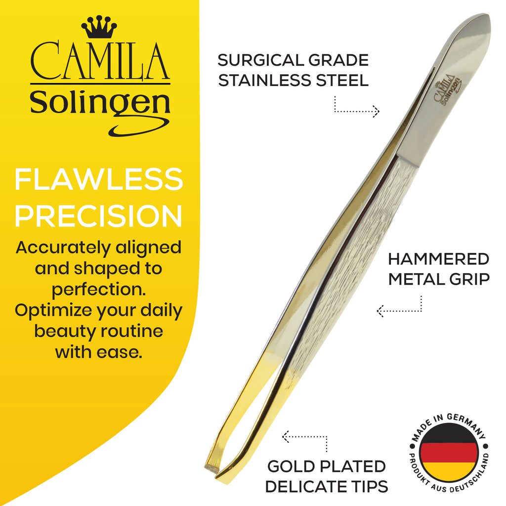 Camila Solingen 3.5" Gold Plated Claw Tip Tweezers