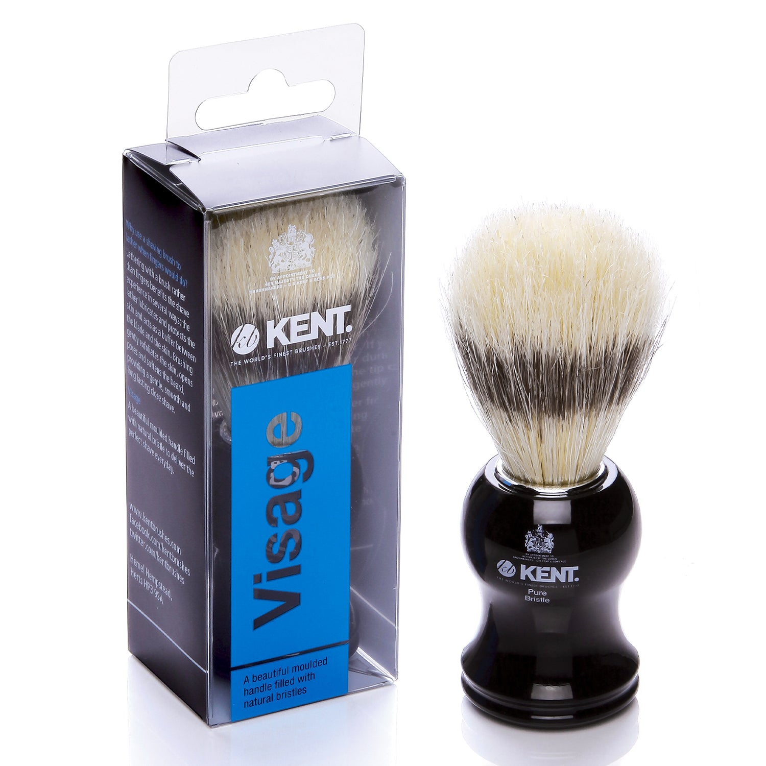 Kent VS60 Black Socket Shaving Brush Pure Badger Bristle Effect