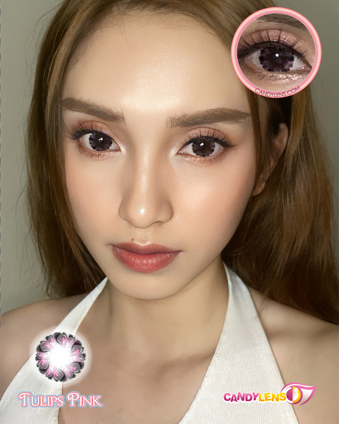 dreamy tulips pink contact lens