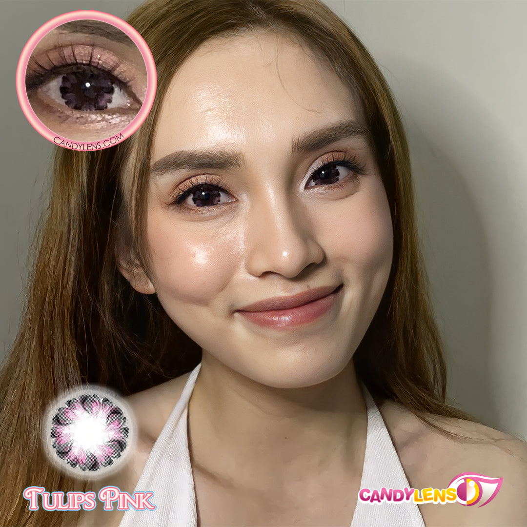 dreamy tulips pink color contact lens
