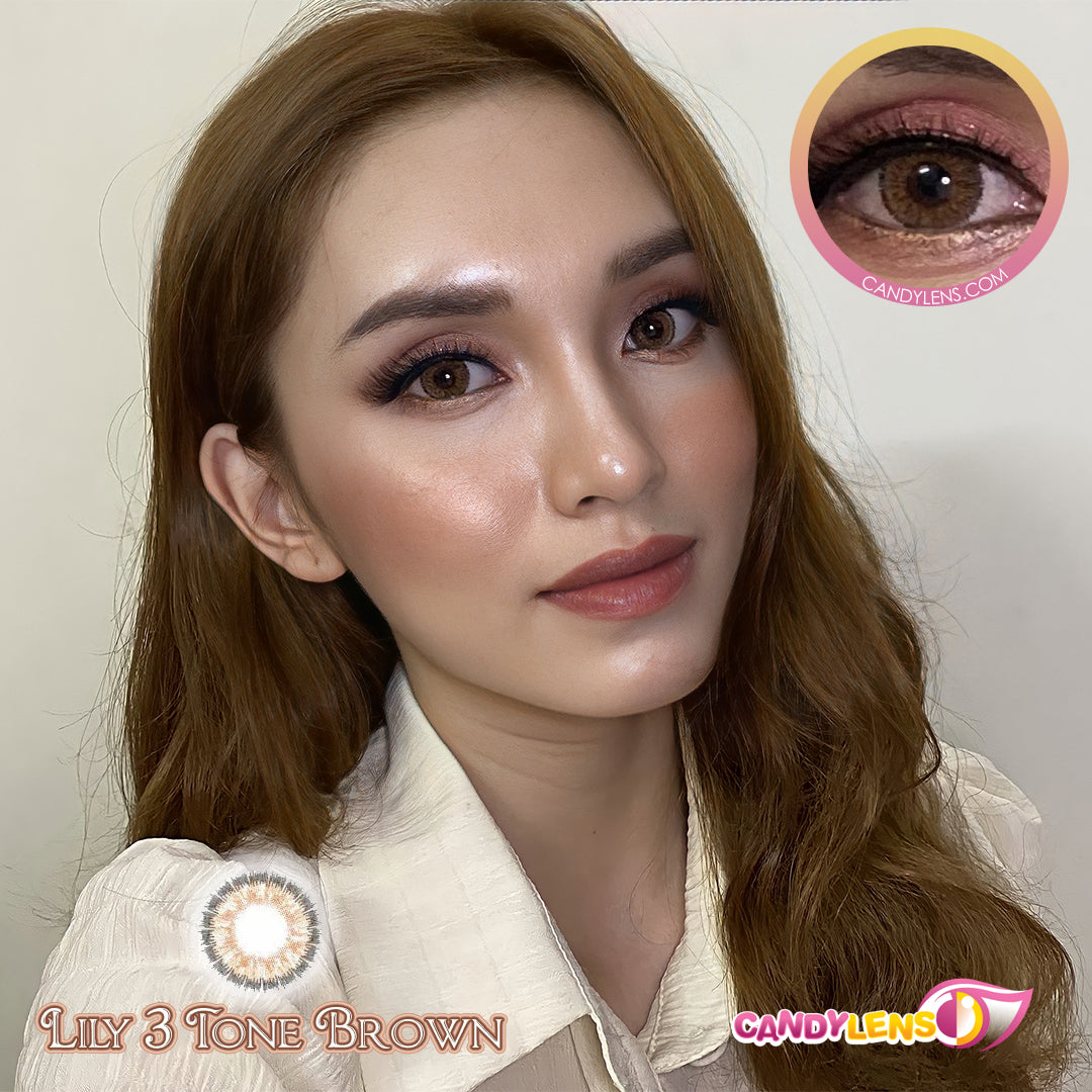 lily 3 tone brown colored contacts