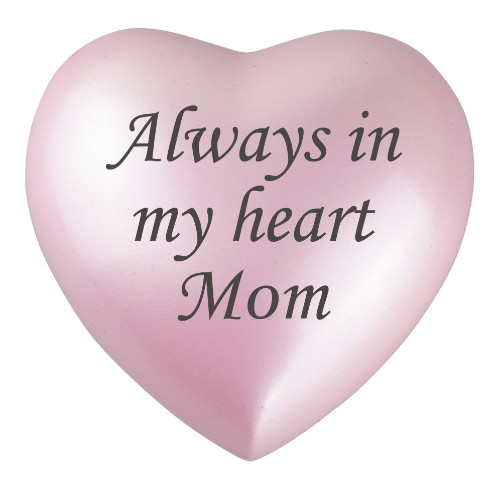 Love To Treasure Always In My Heart Mom Pink Heart Brass Keepsake Urn 