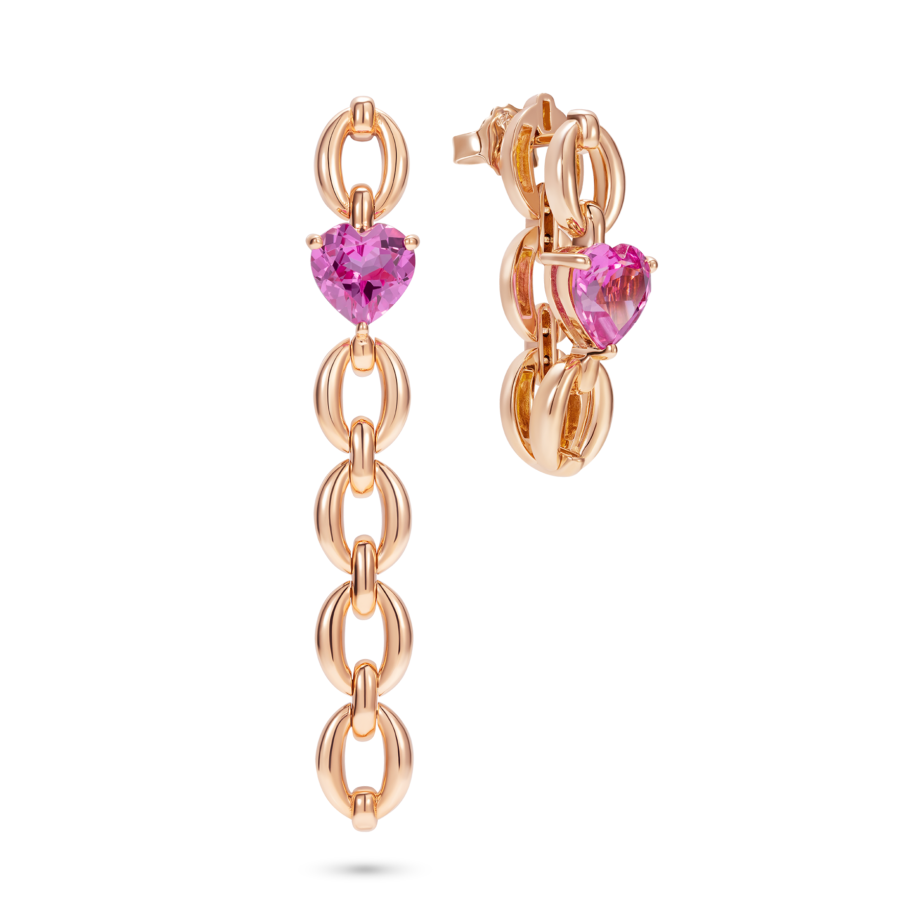 Catena Long Heart Pink Topaz Earrings - Nadine Aysoy