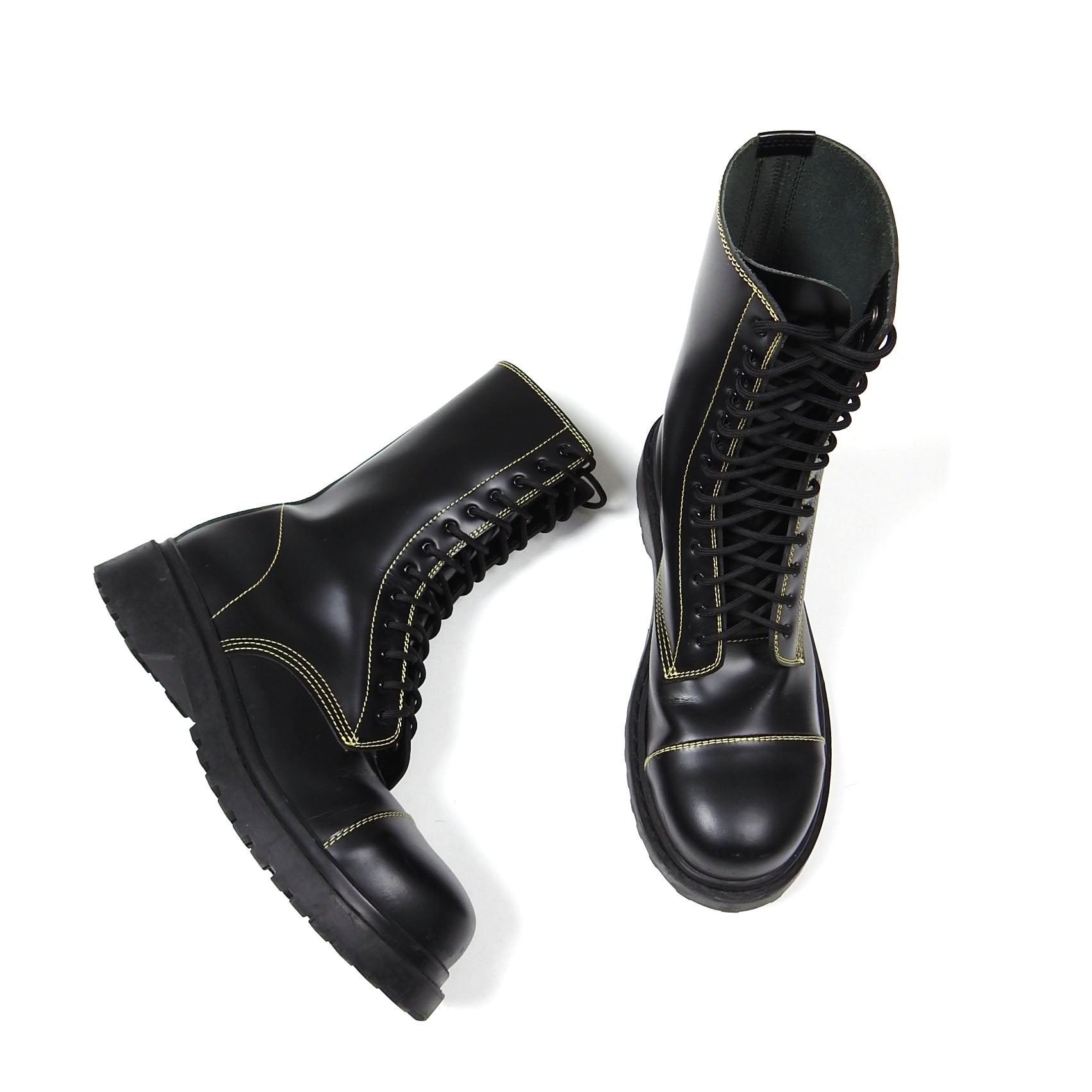 Used BALENCIAGA 21AW 670633 Strike 20MM Painted laceup nylon combat  boots Black Leather ref458452  Joli Closet