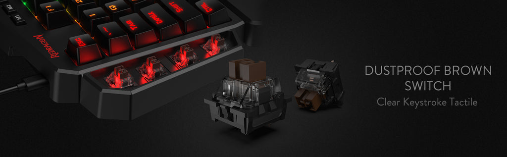 Redragon K585 DITI One-Handed RGB Mechanical Gaming Keyboard, Brown