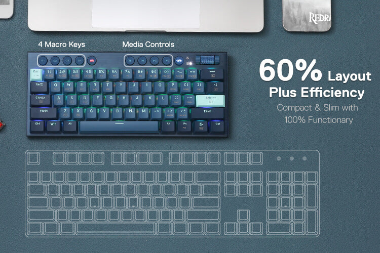 low profile wireless 60 keyboard