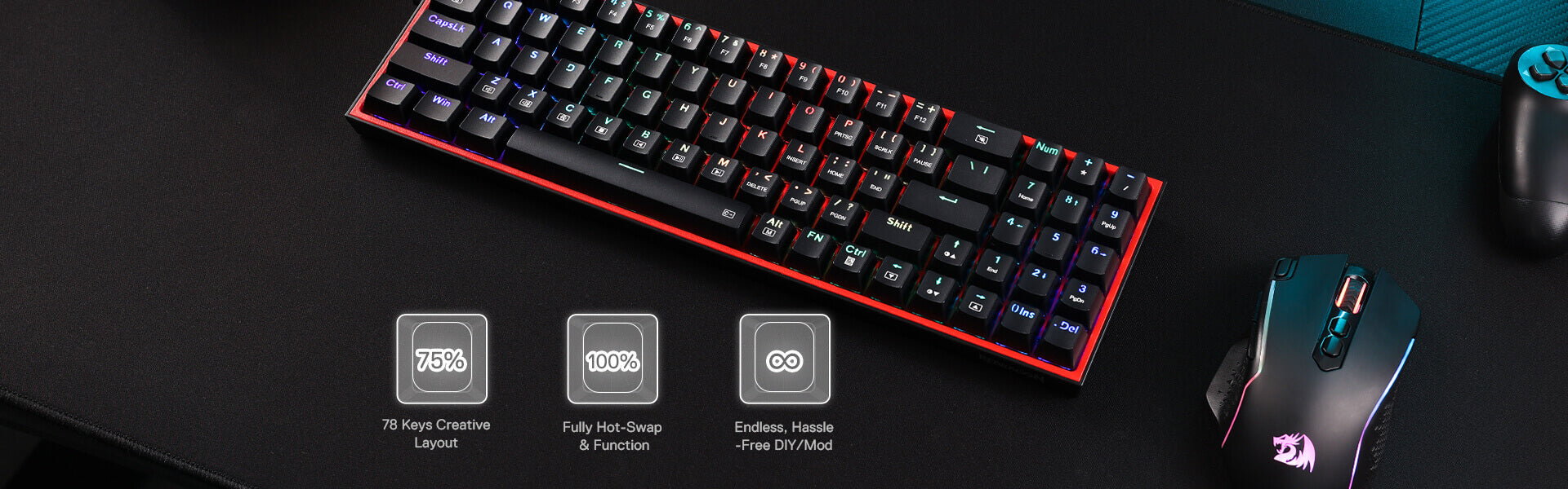 Redragon K628 POLLUX RGB Gaming Keyboard - Redragon Pakistan