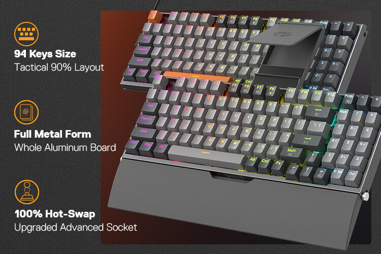 94 Keys Tactical Mechanical Keyboard w/Hot-Swap Socket