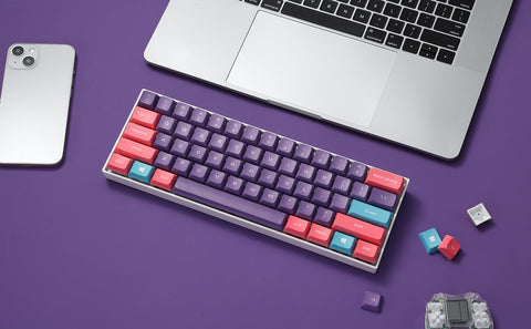 (Only Keycaps) Redragon x LTC PBT Double Shot 112-Key Sublimation Keycaps Set, KDA Profile for ANSI Layout 61/68/84/87/98/104 Keys Mechanical Keyboard, Neon Purple