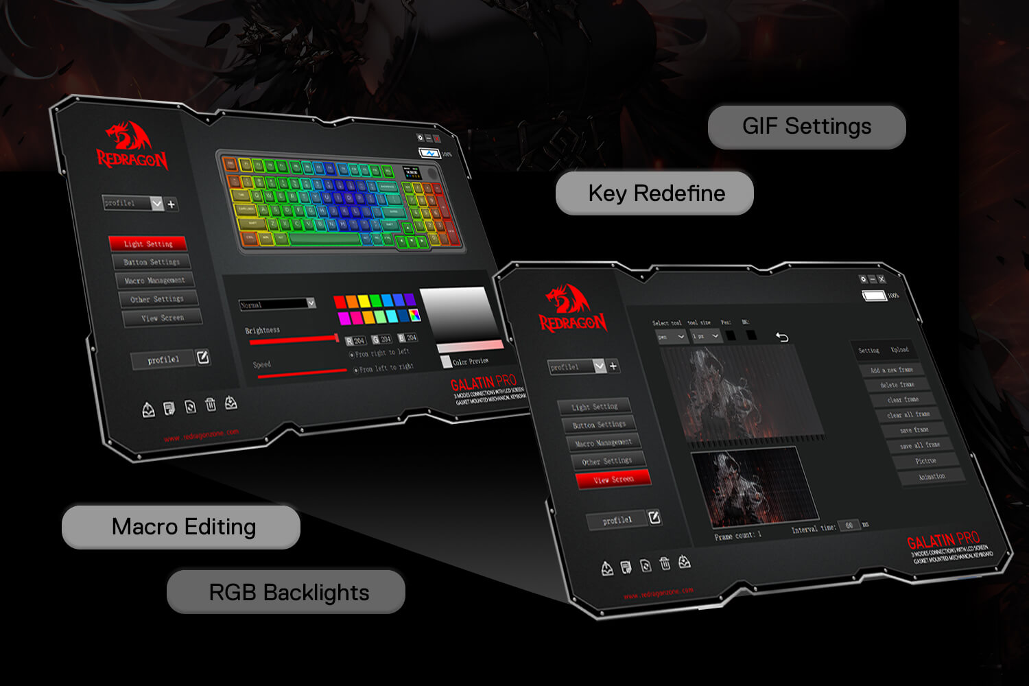 Redragon K719 PRO Wireless Gasket Gaming Keyboard w/Hype Screen & Knob, 95 Keys Mechanical Keyboard