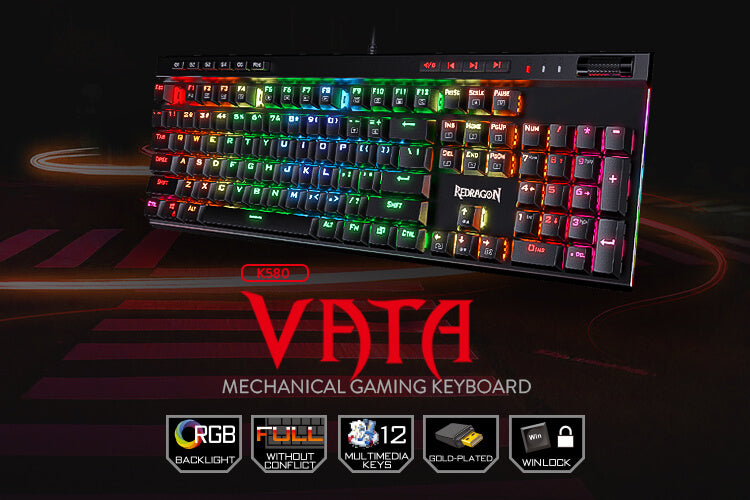 Clavier Mécanique AZERTY Gaming Redragon VATA K580 Full RGB Blue