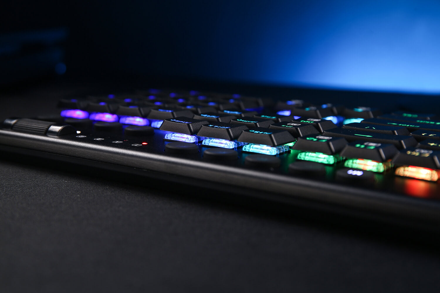 Ultra-Thin Designed Wired Gaming Keyboard w/Low Profile Keycaps, Dedicated Media Control & Linear Red Switch