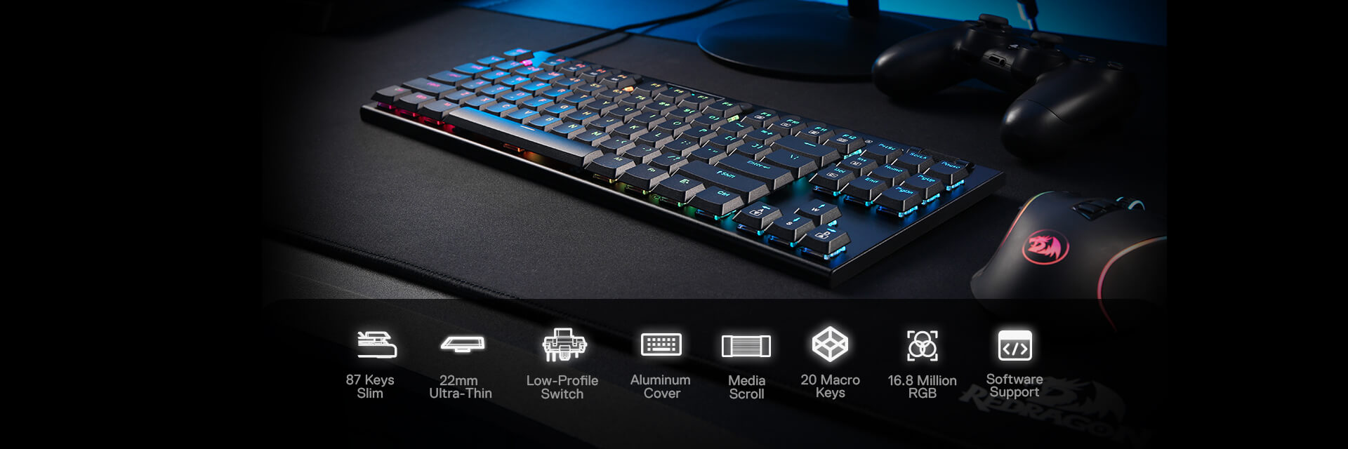 Ultra-Thin Designed TKL Wired Gaming Keyboard