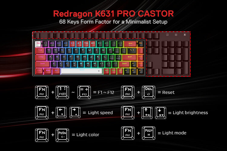 Redragon K631 PRO 65% 3-Mode Wireless RGB Gaming Keyboard