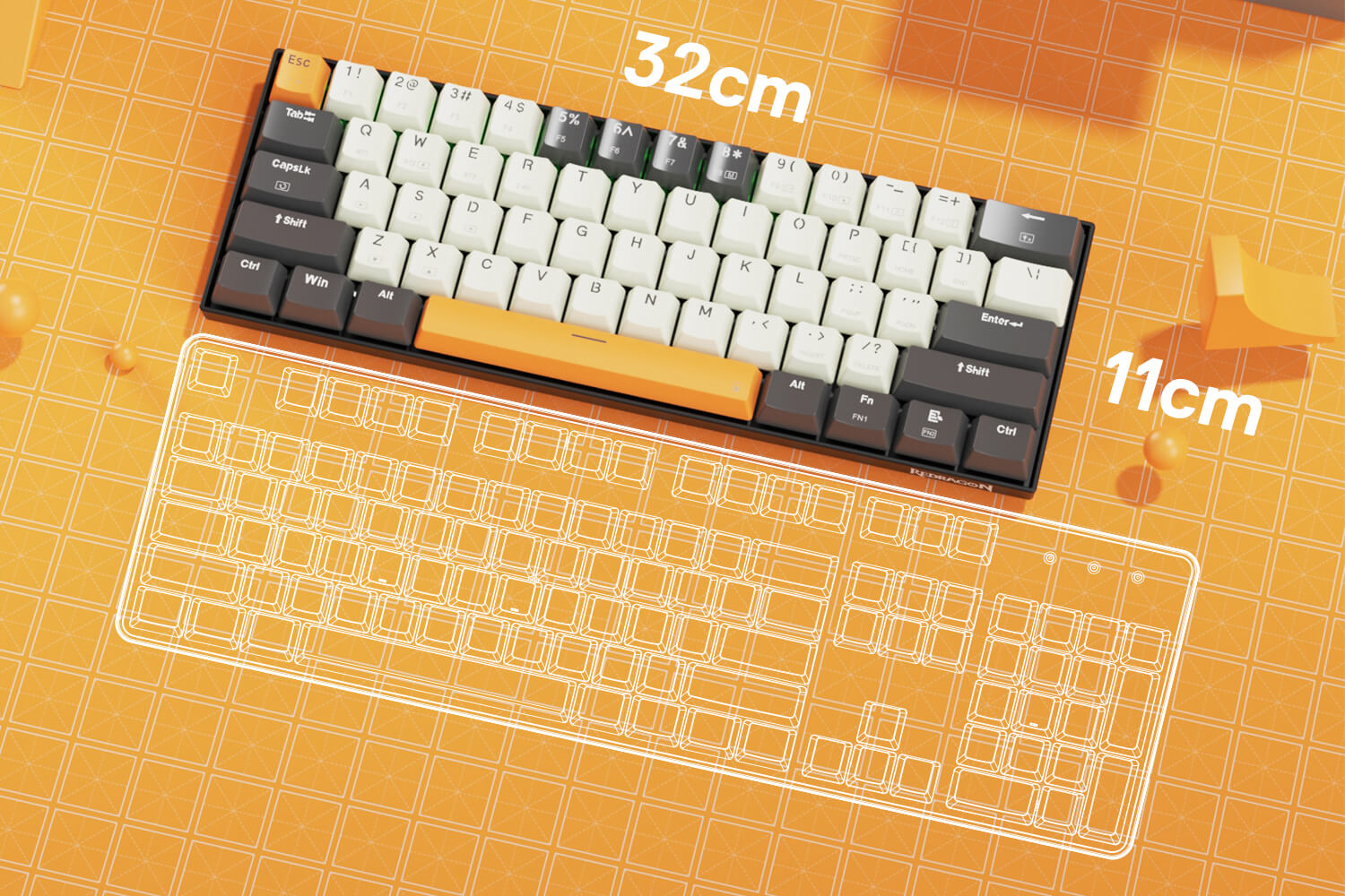 Redragon K644 SE 65% 3-Mode Wireless RGB Gaming Keyboard