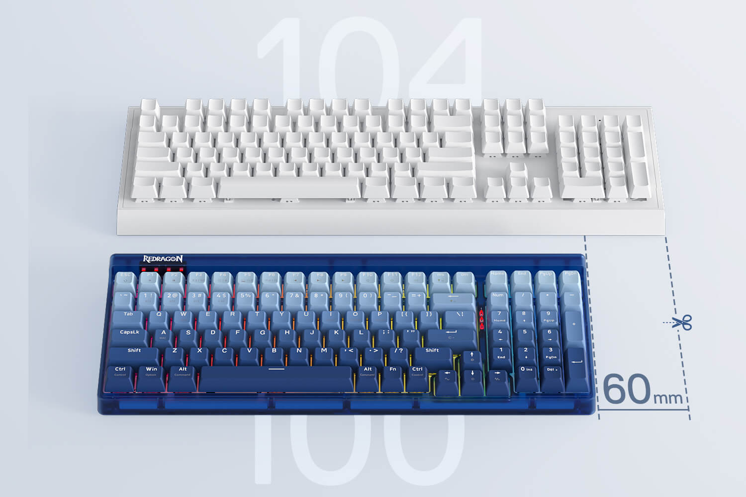 100 Keys Mechanical Keyboard w/Translucent Board, Hot-Swappable Socket