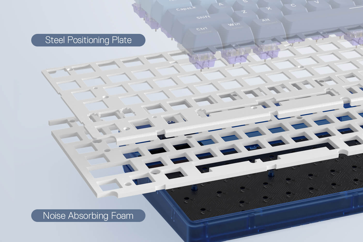 100 Keys Mechanical Keyboard w/Translucent Board, Hot-Swappable Socket