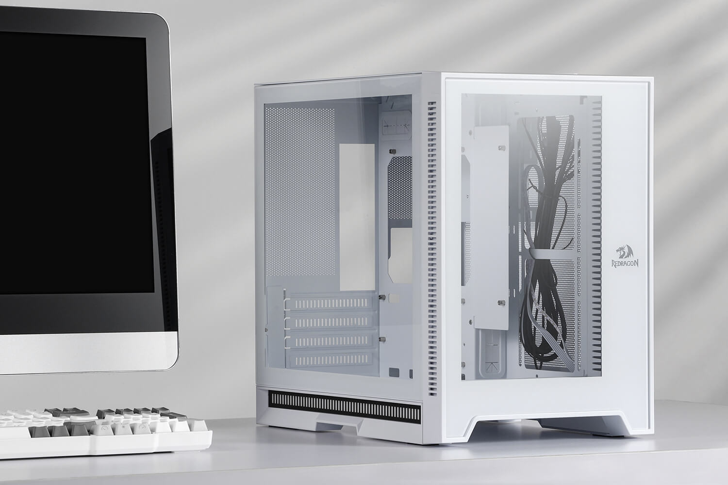 M-ATX Computer Chassis w/ 2 Tempered Glass Panels & High Airflow Perforated Panels