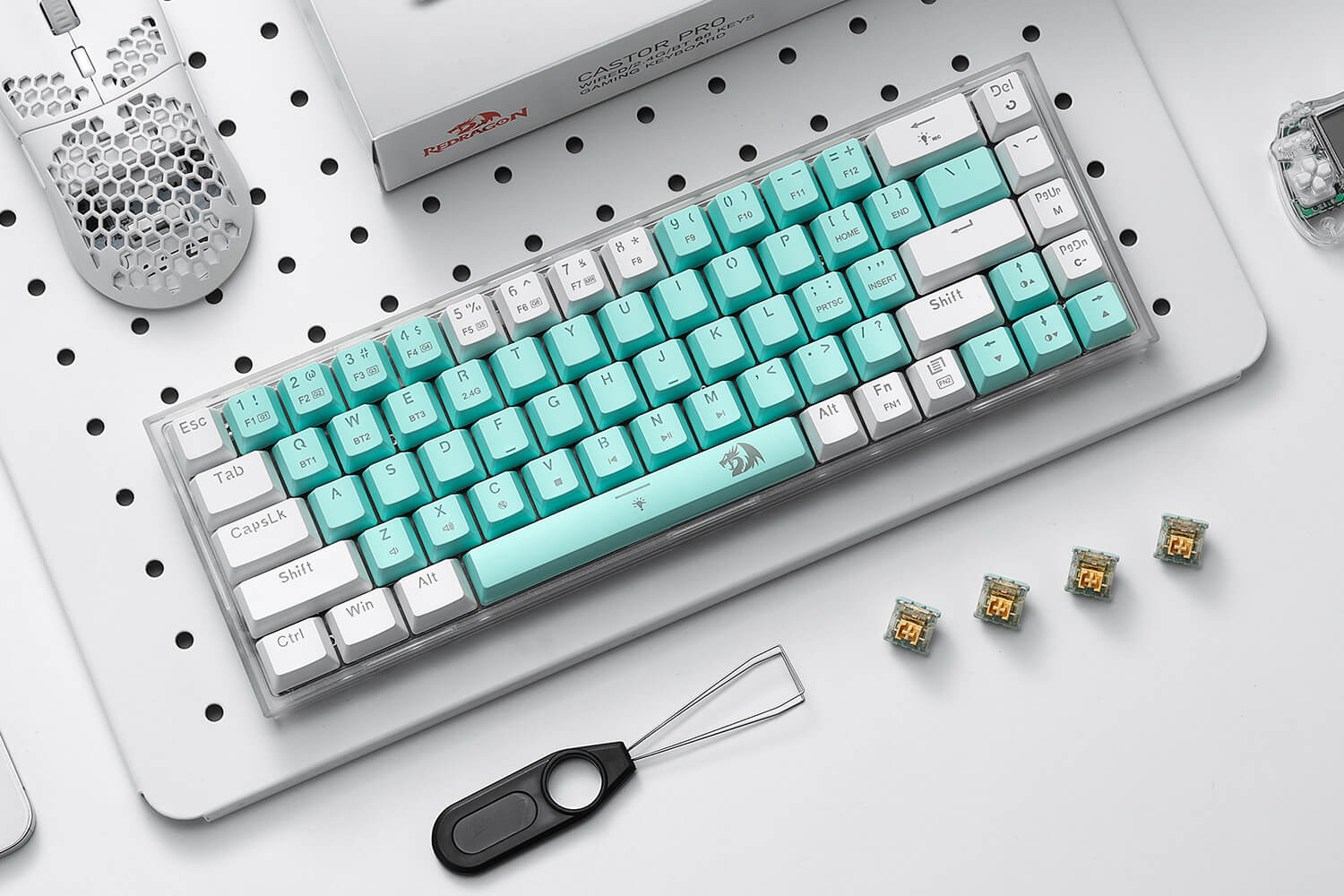 Redragon CASTOR K631 PRO 65% Mint & White Wireless Aesthetic Keyboard –  Redragonshop