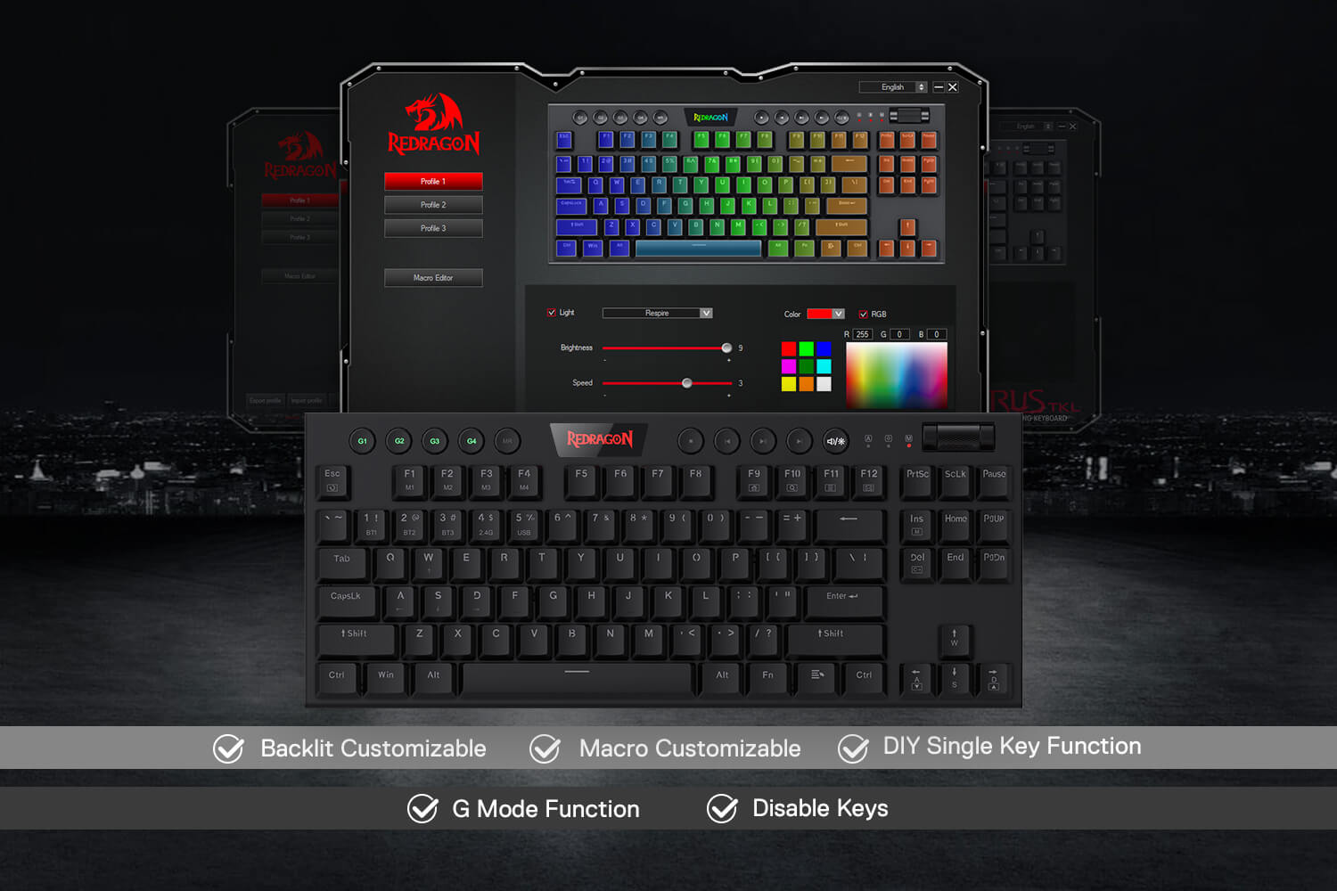 Redragon K621 Horus TKL Wireless RGB Mechanical Keyboard