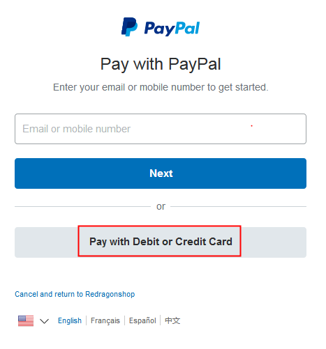 Credit Card Payment Notes Redragonshop
