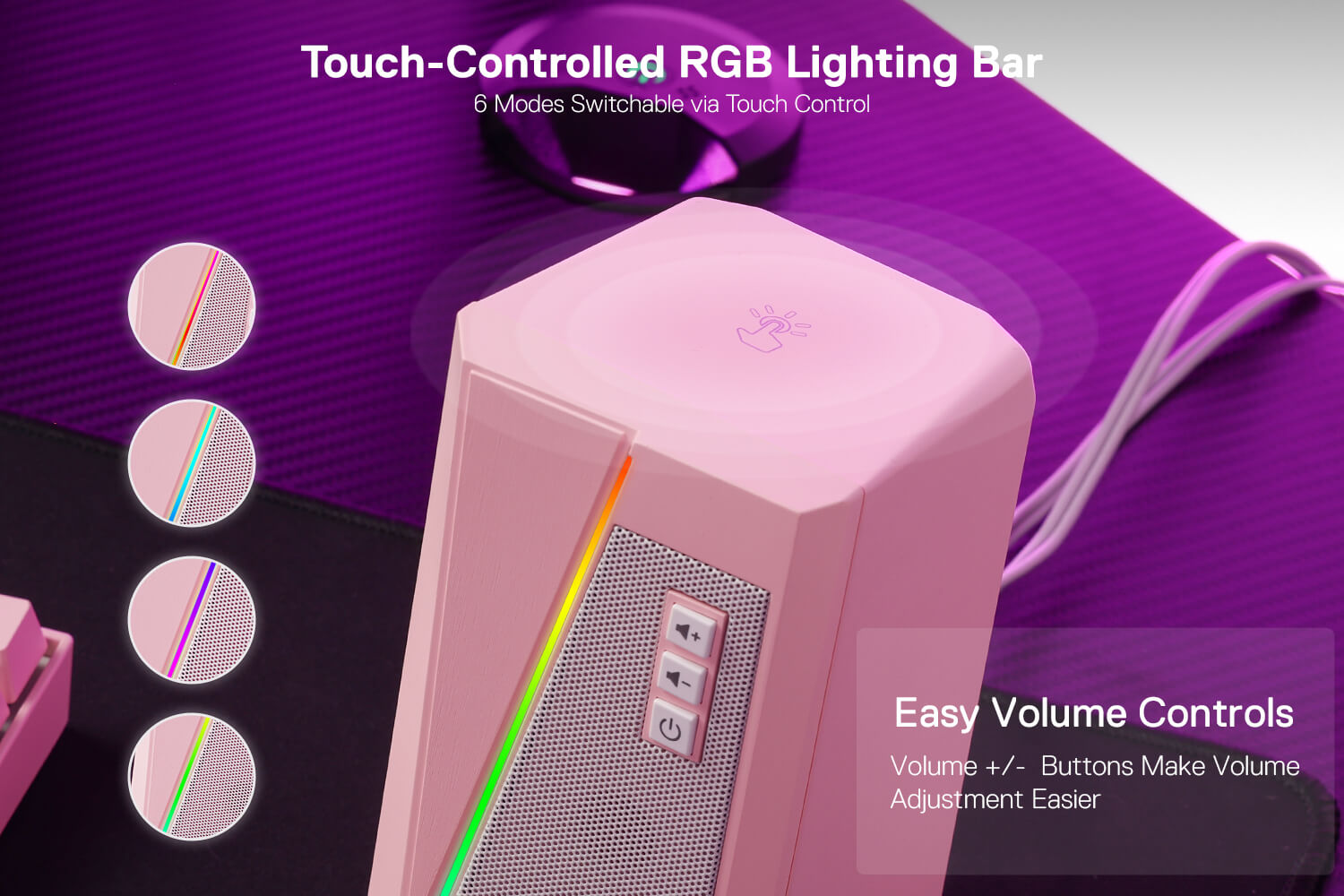 Redragon GS520 RGB pink Desktop Speakers