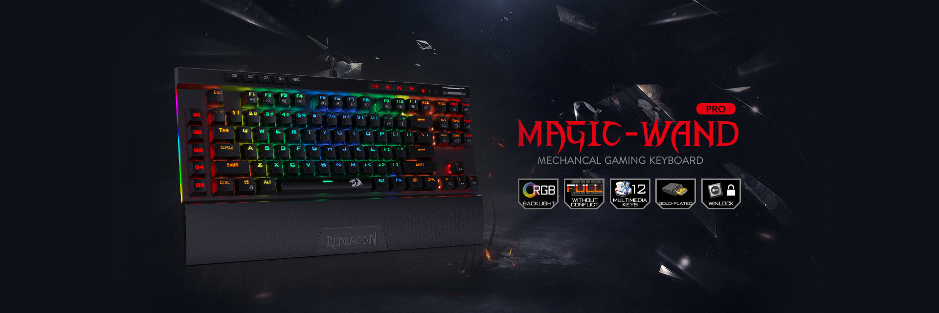 CLAVIER REDRAGON MAGIC-WAND MECANIQUE K587RGB RED SWITCH BLACK - BorgiPhones