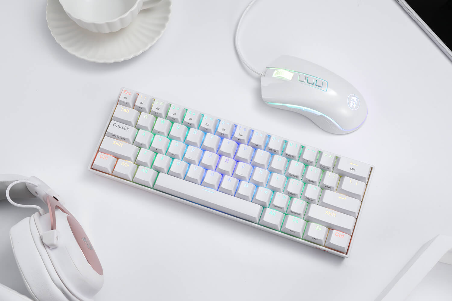 Redragon K530 60% RGB Wireless Mechanical Keyboard m711 white RGB Gaming Mouse Bundle